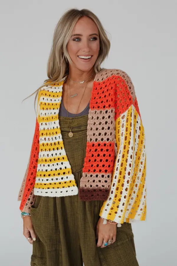 Chasing Sunsets Cardigan - Orange Multi