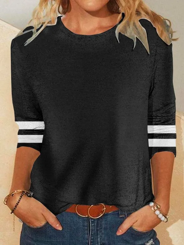 Black And White Round Neck Top