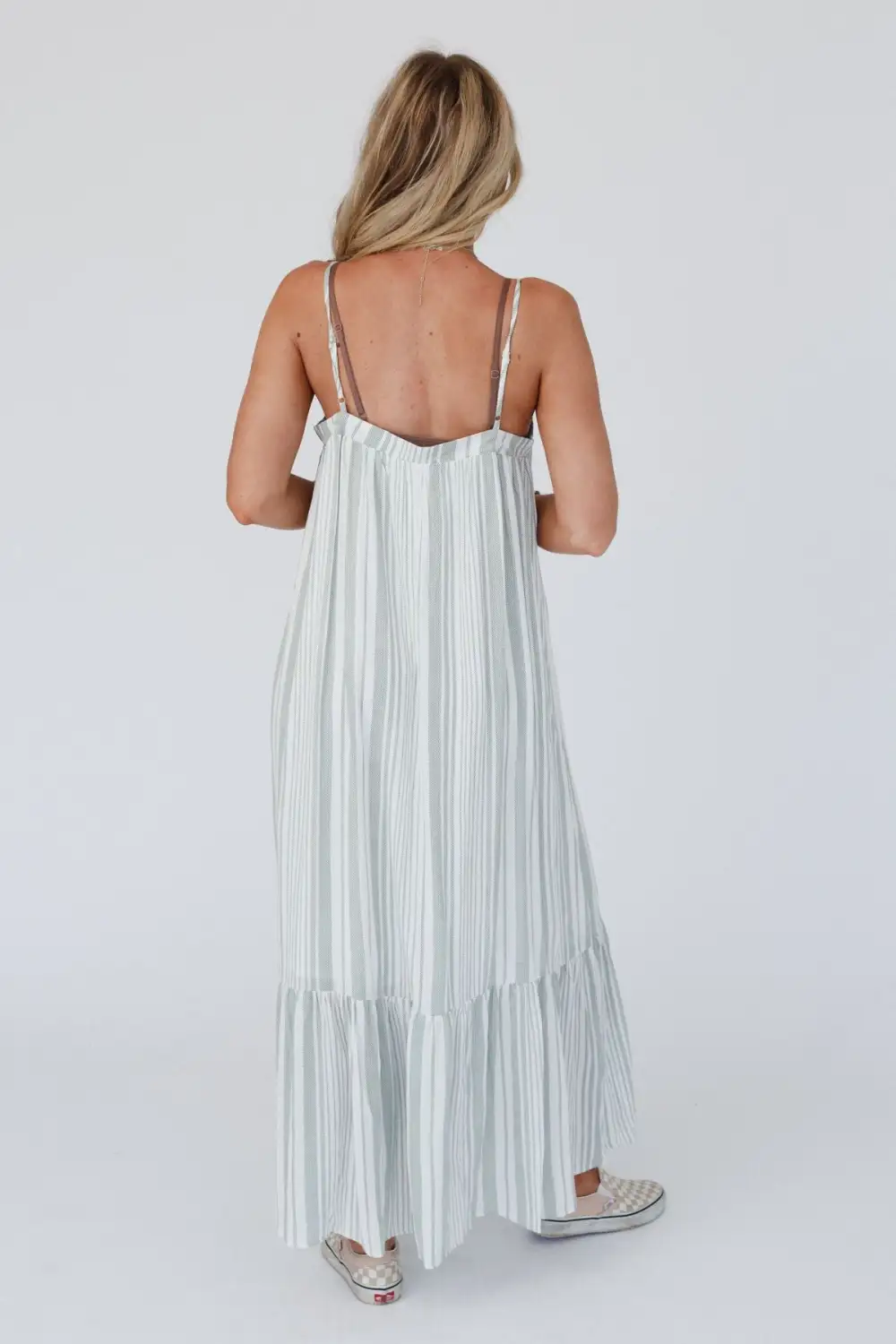 Domenica Striped Maxi Dress - Sage