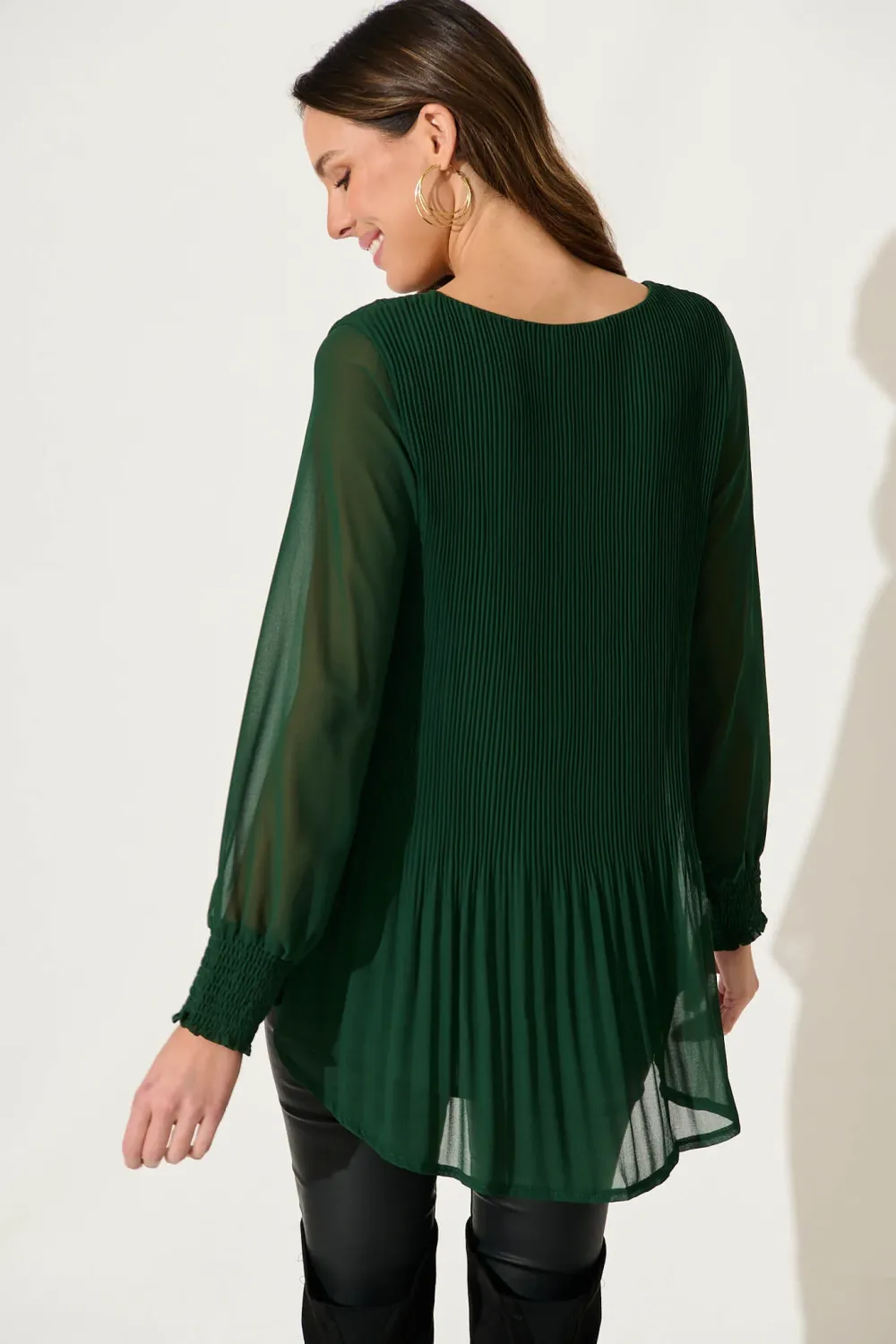 Beau Top In Emerald Chiffon