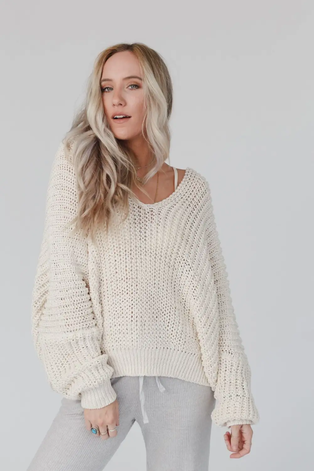 Break Of Dawn Dolman Sleeve Sweater - Cream