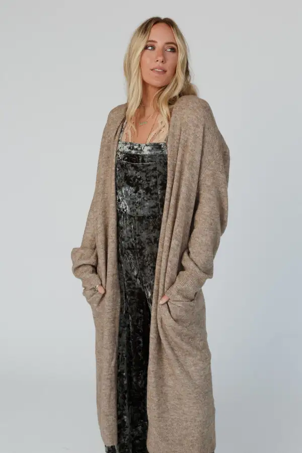 So Cozy Oversized Solid Knit Duster - Mocha