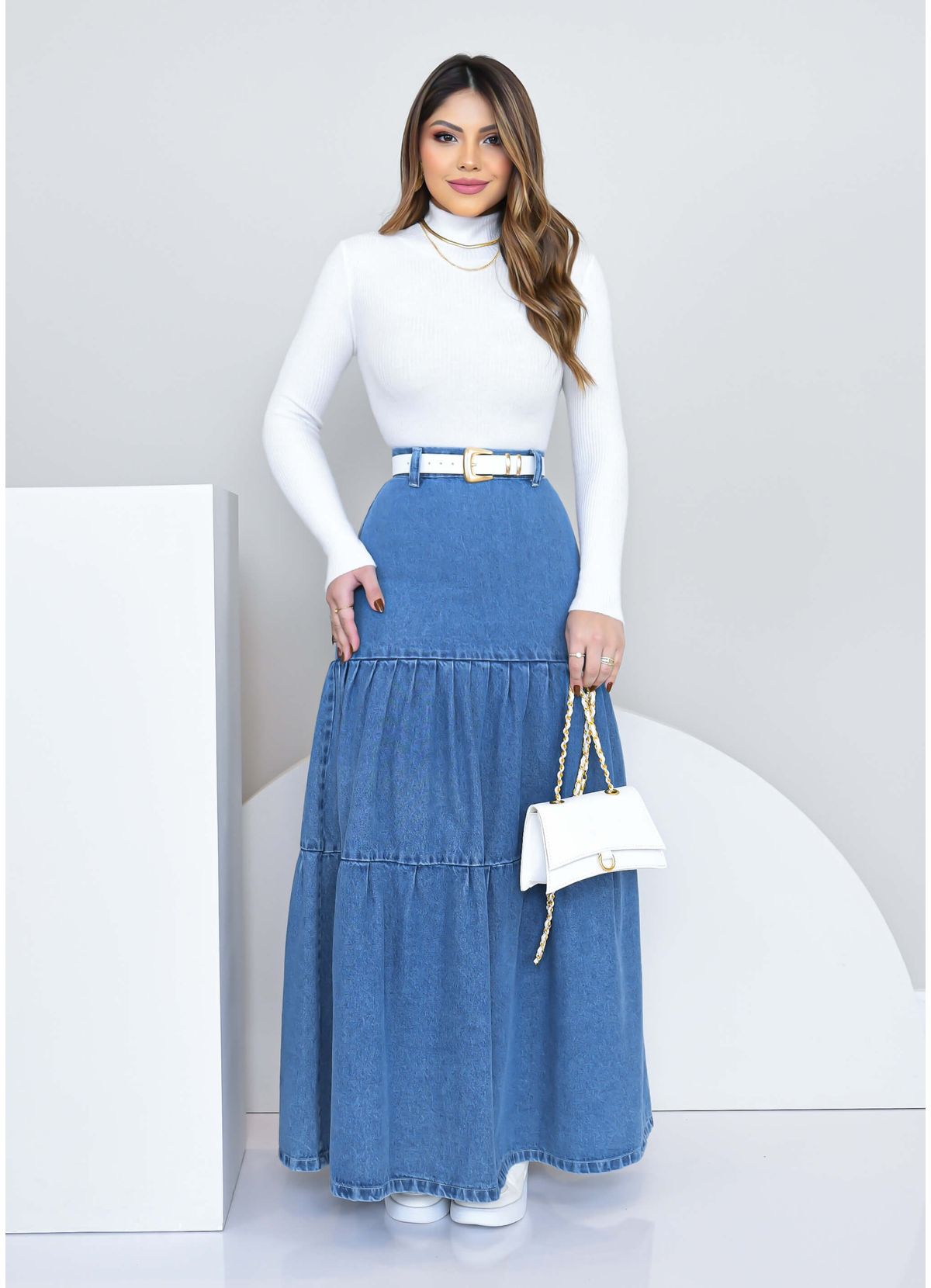 MARIAS LONG JEANS SKIRT