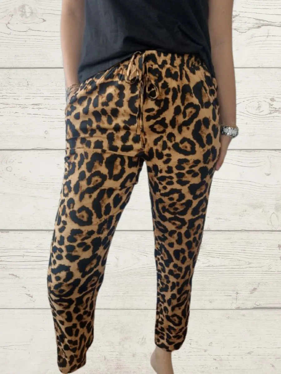 Women's Casual Elastic Print Trousers