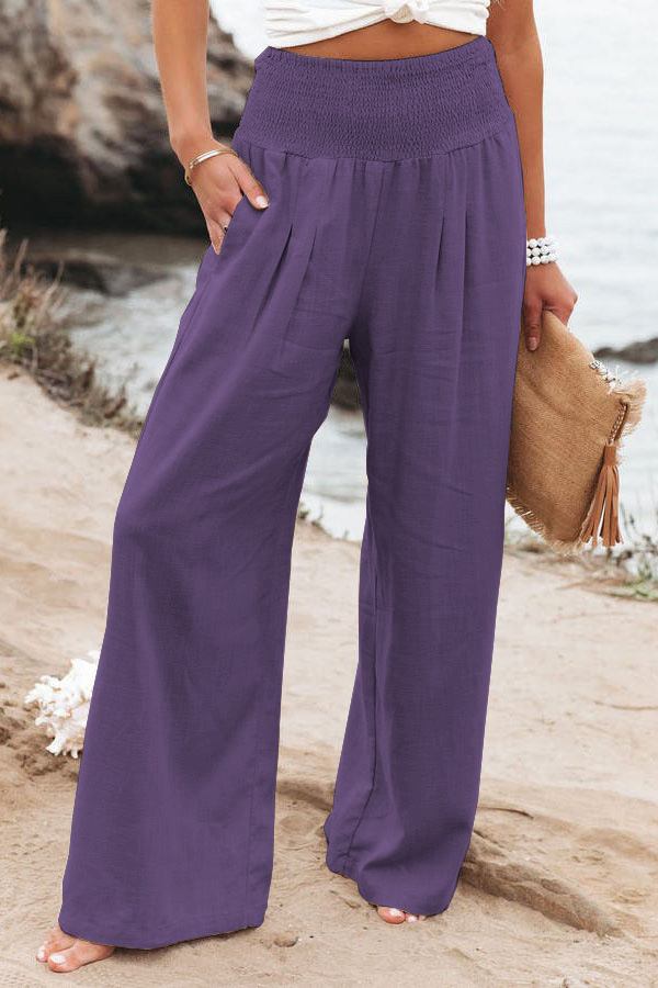 Casual Wide Leg Cotton and Linen Loose Pants