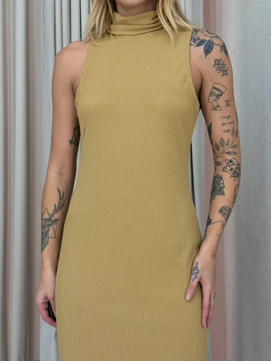 Nayla High-Cut Mustard Dress