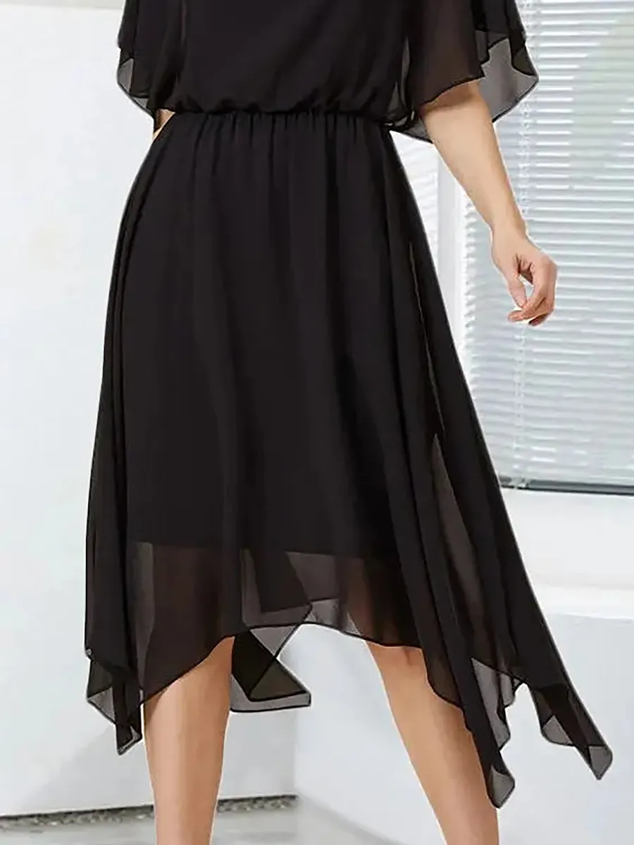 Black chiffon simple elegant dress