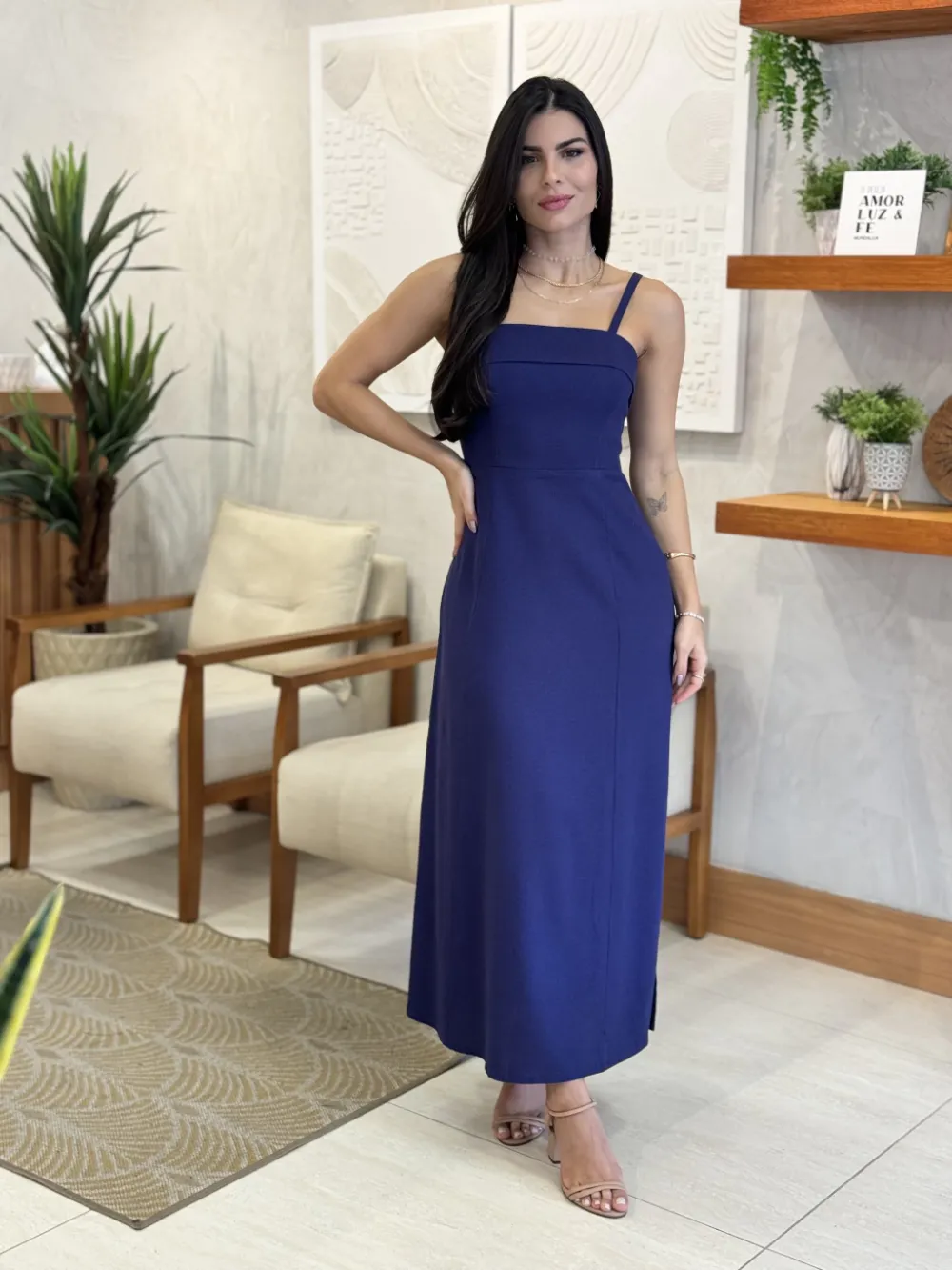 Catarina Blue Linen Dress