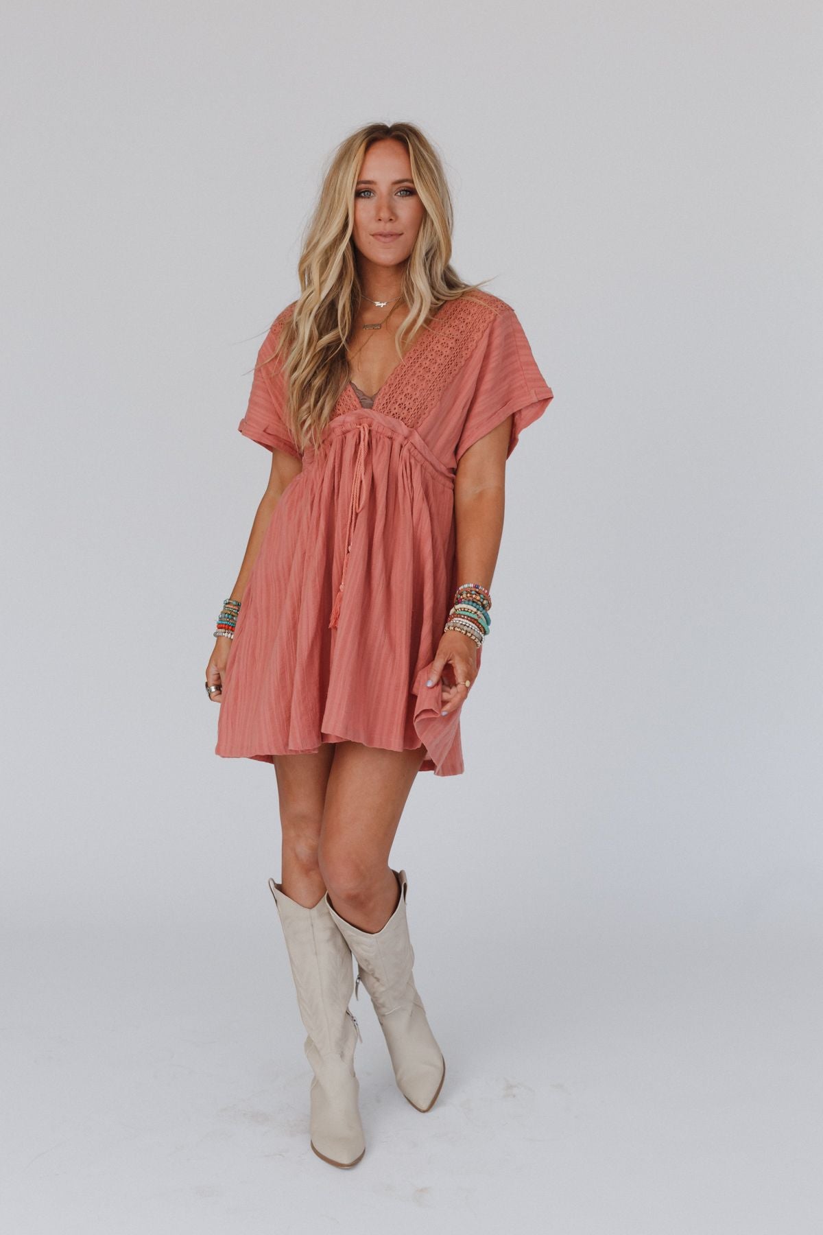 Camden Tassel Tie Dress - Clay