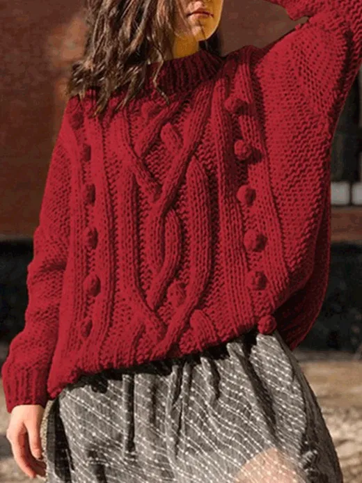 Women's Sweaters Turtleneck Furball Long Sleeve Sweater