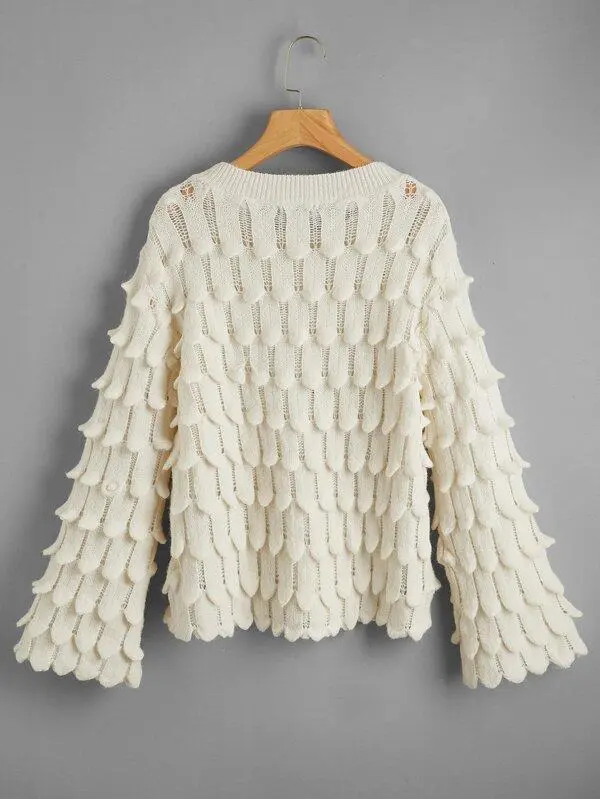 Bell Sleeve Pointelle Knit Sweater