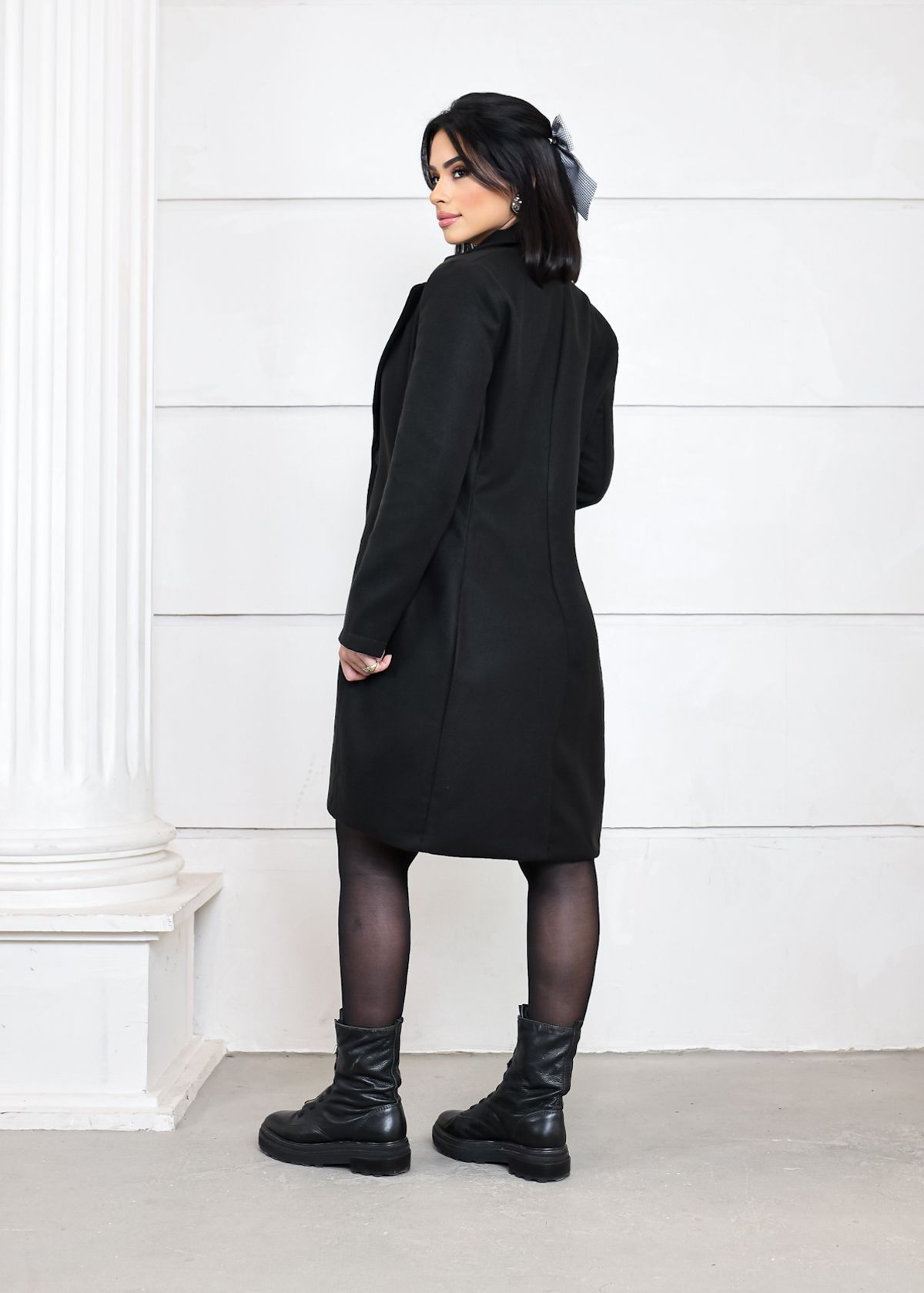 Beaten Wool Trench Coat