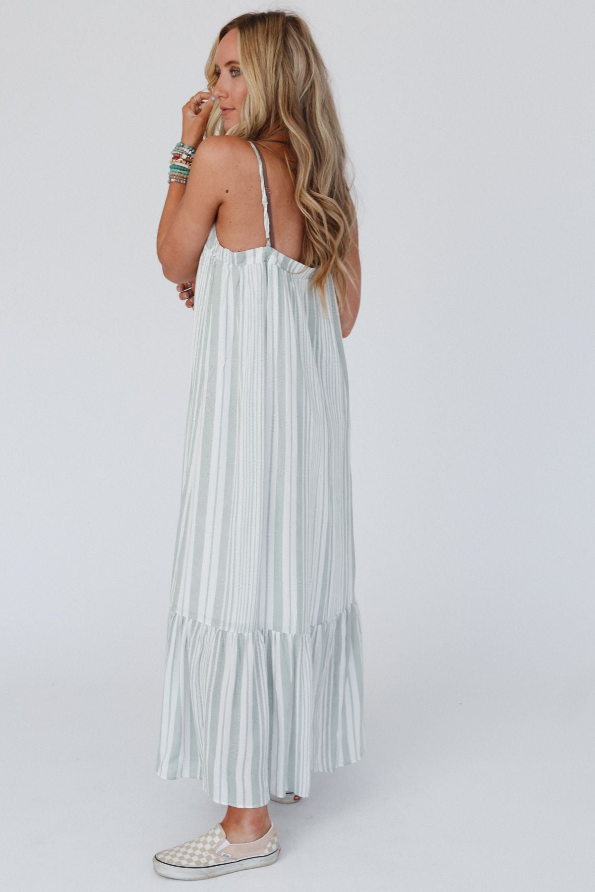 Domenica Striped Maxi Dress - Sage