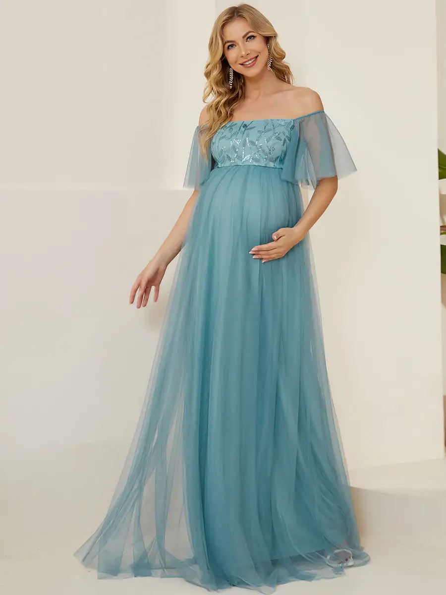 Off-Shoulders A-Line Floor-Length Wholesale Maternity Dresses