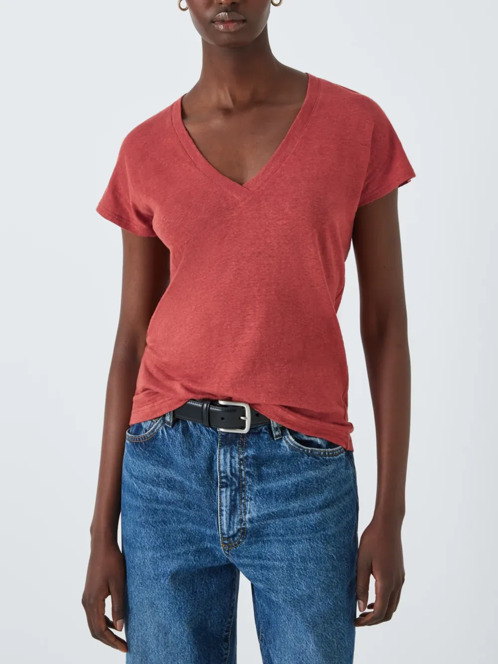 Linen V-Neck T-Shirt