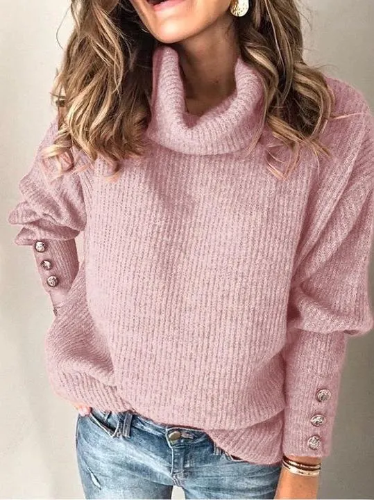 Solid Color Knit Sweater