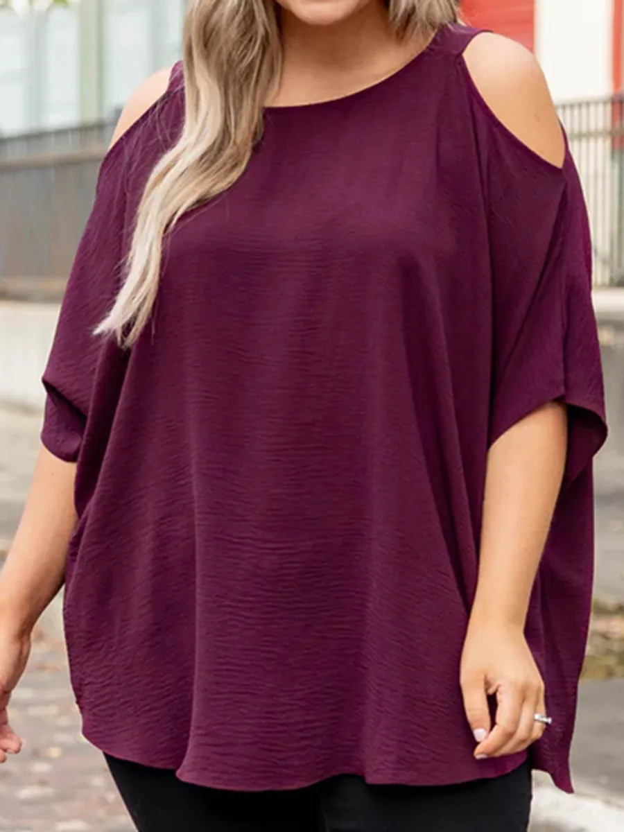 Hollow Off Shoulder Short Sleeve T-shirt