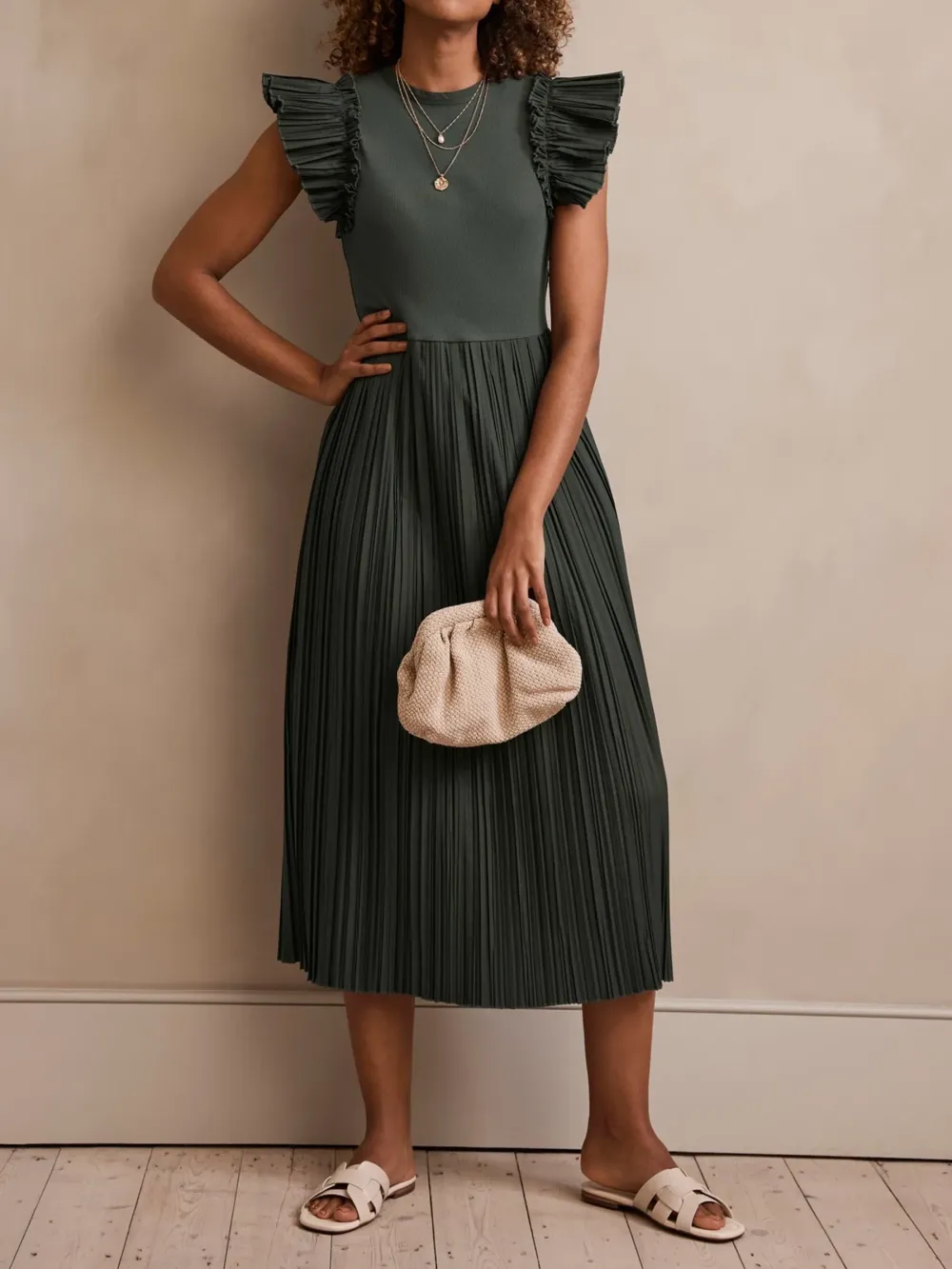 Jersey Crinkle Midi Dress