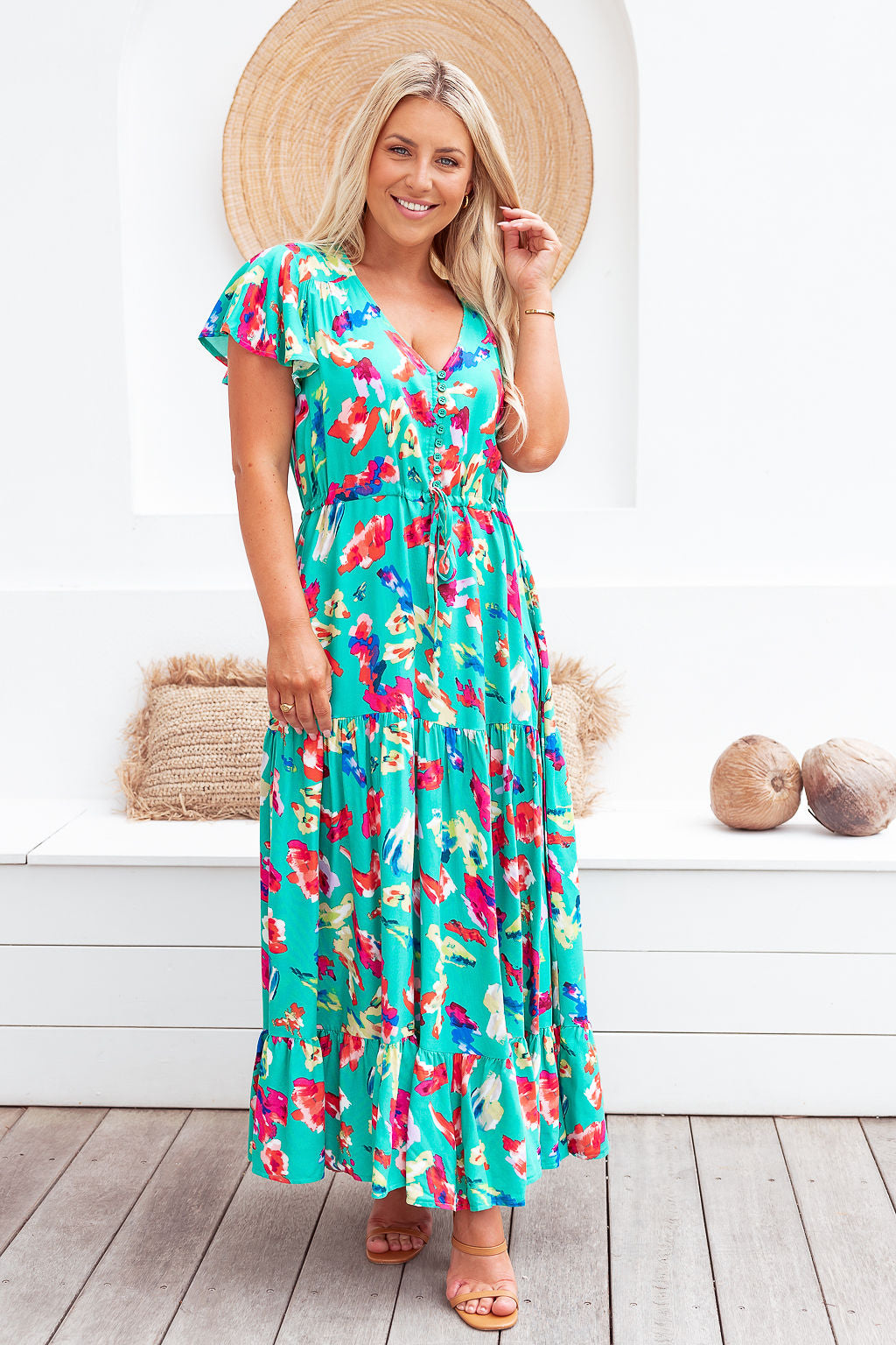 The Cora Maxi Dress - Green Fiesta