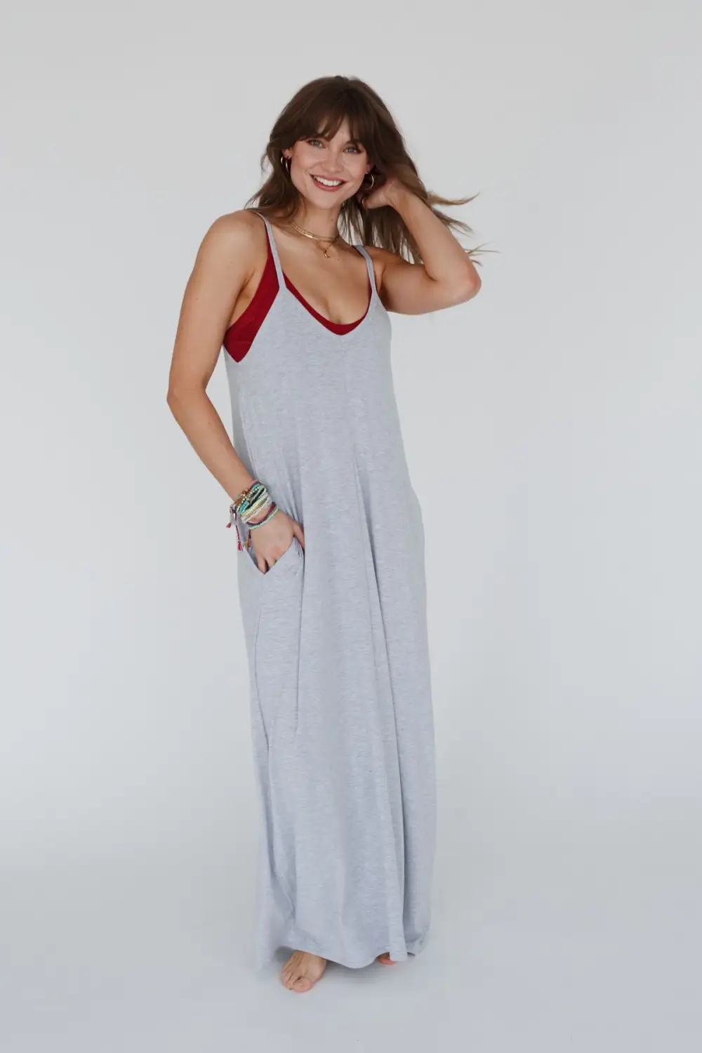 Perfection Pocket Maxi Dress - Heather Gray