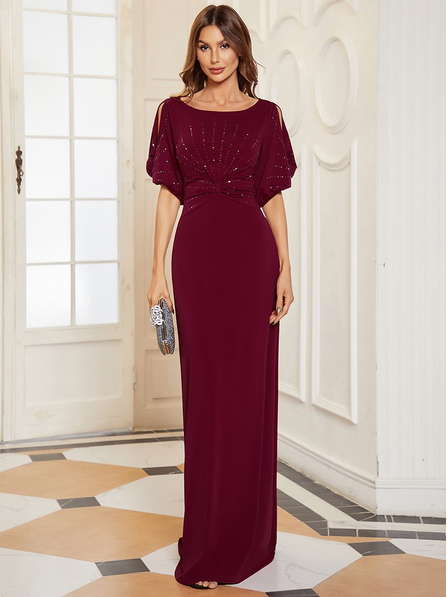 Trendy Round Neck Wholesale Chiffon Fishtail Evening Dress