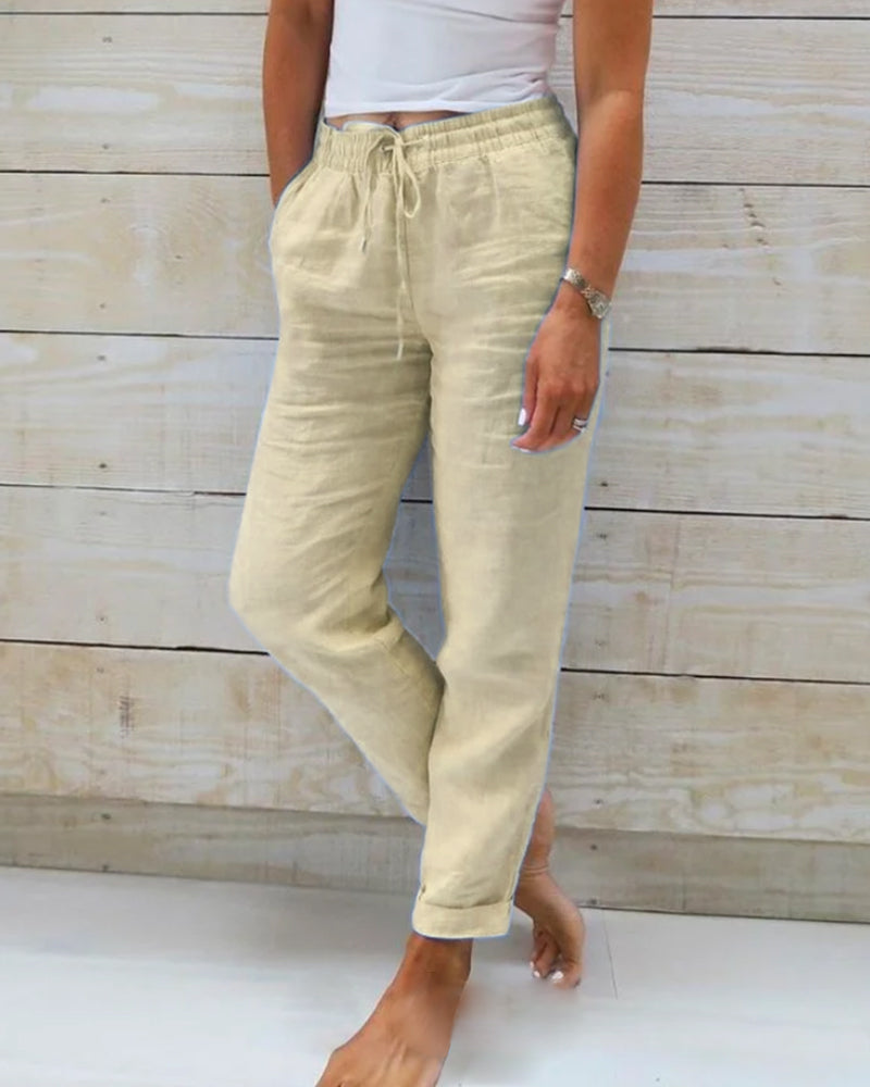 Casual  Solid Color Straight Leg Pant