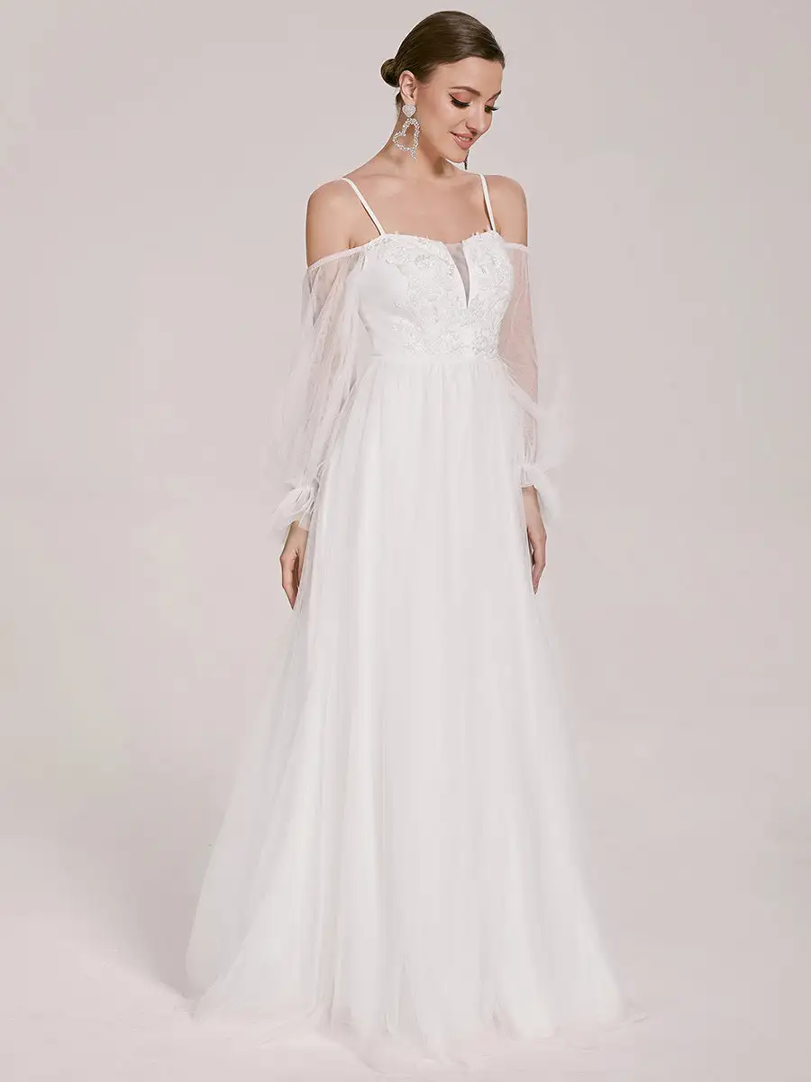 See Through Lantern Sleeves Wholesale Wedding Dresses