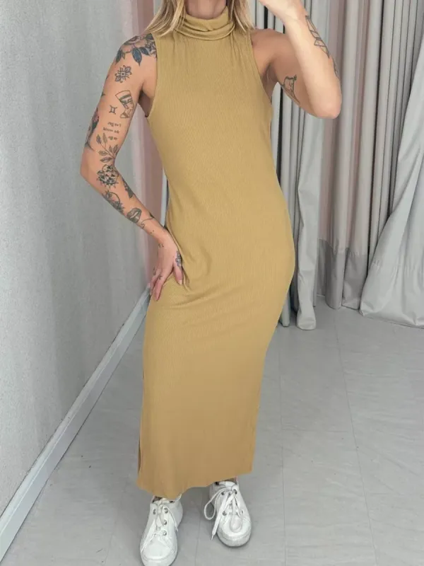 Nayla High-Cut Mustard Dress