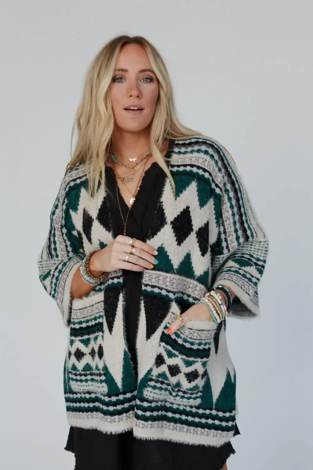 Keep It Up Oversized Cardigan - Green