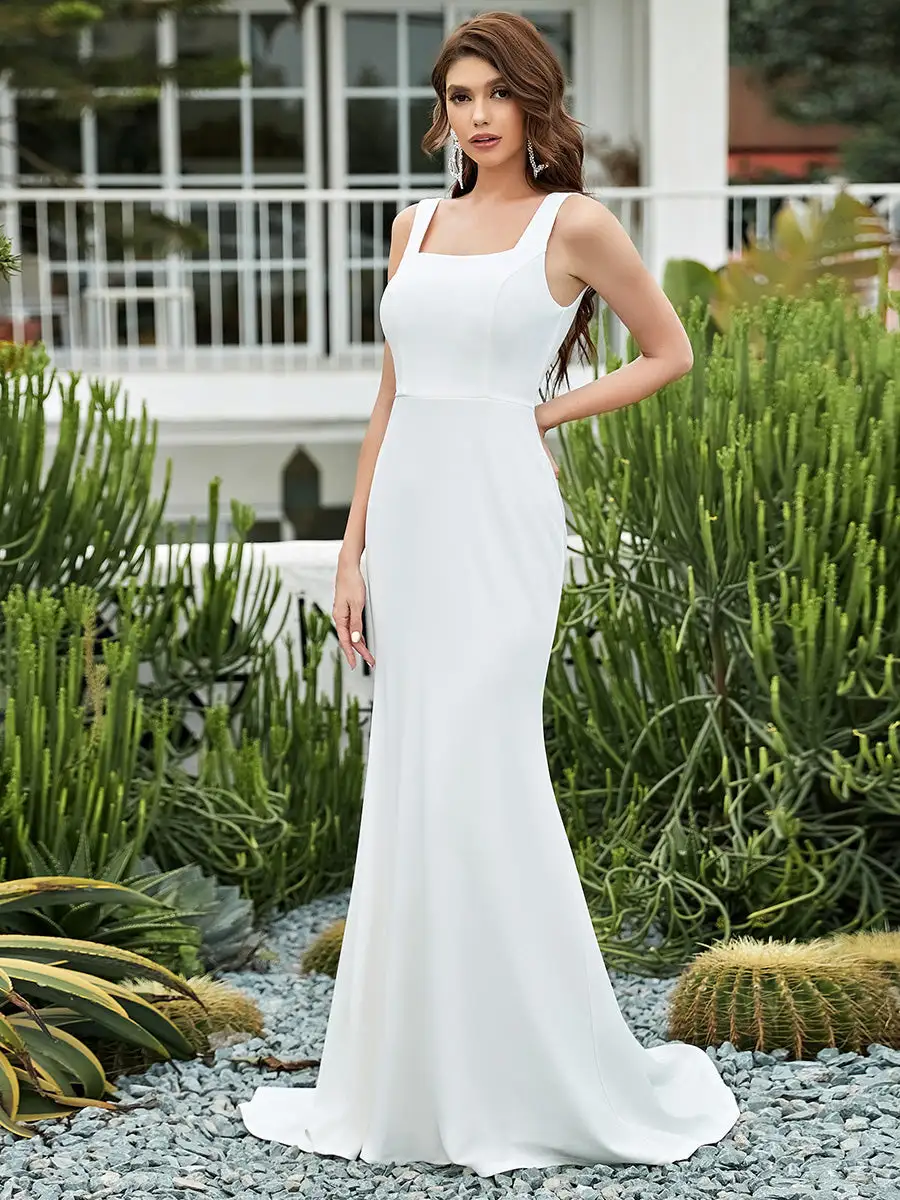 Elegant Sleeveless Square Neckline Wholesale Wedding Dress