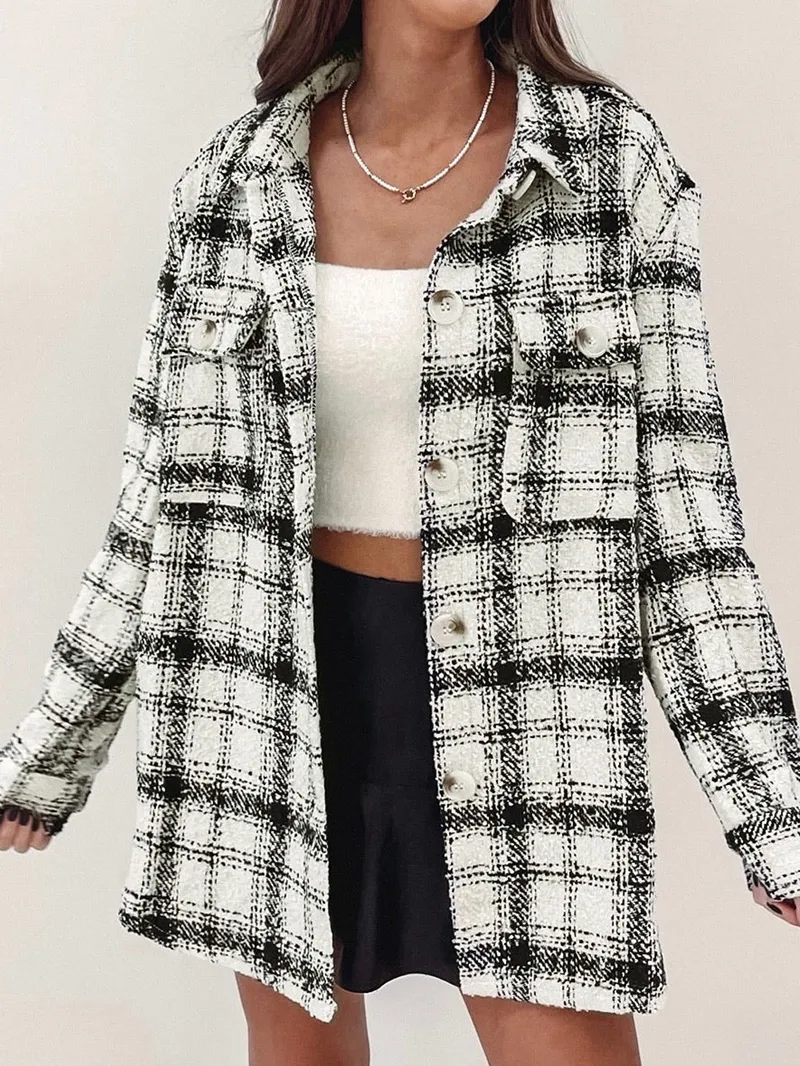 Oversized Plaid Pattern Flannel Shacket