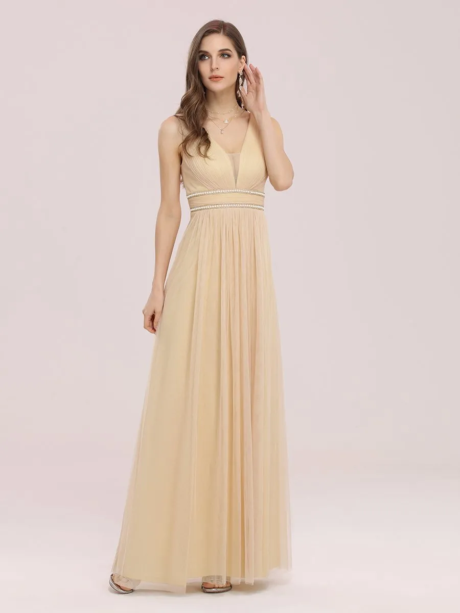 Fancy Sleeveless Wholesale Tulle Bridesmaid Dress with Belt