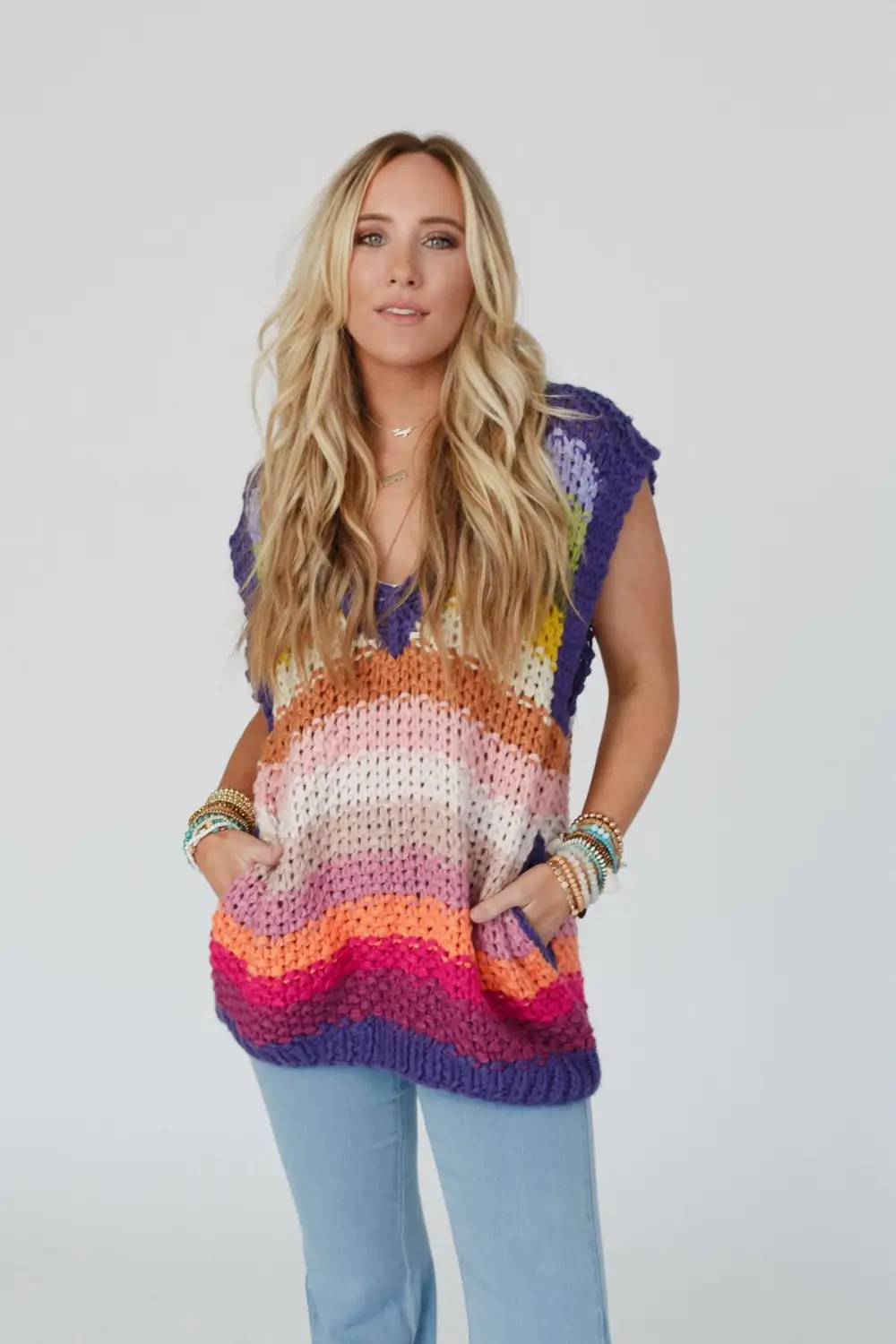 Wrapped Up In Color Knit Vest - Multi