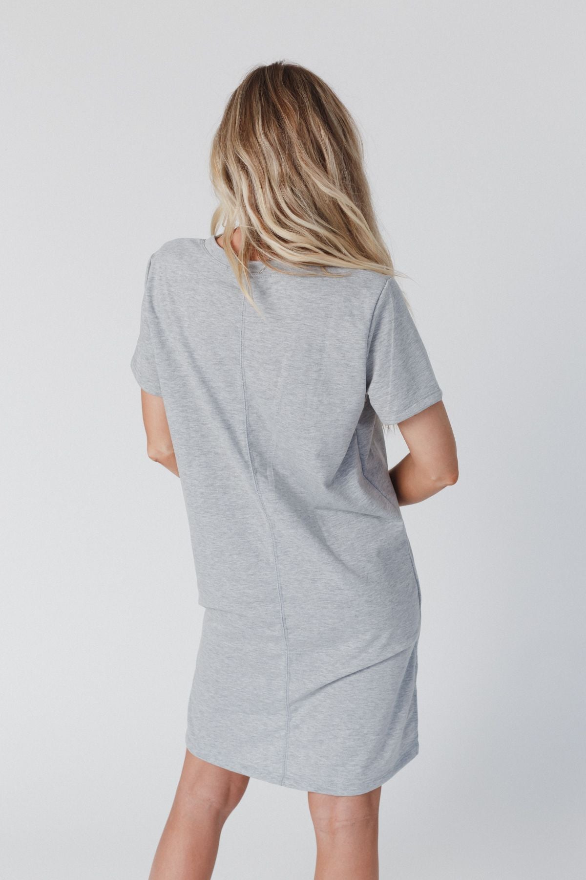 On The Daily Oversized Slit Tee Dress - Heather Gray