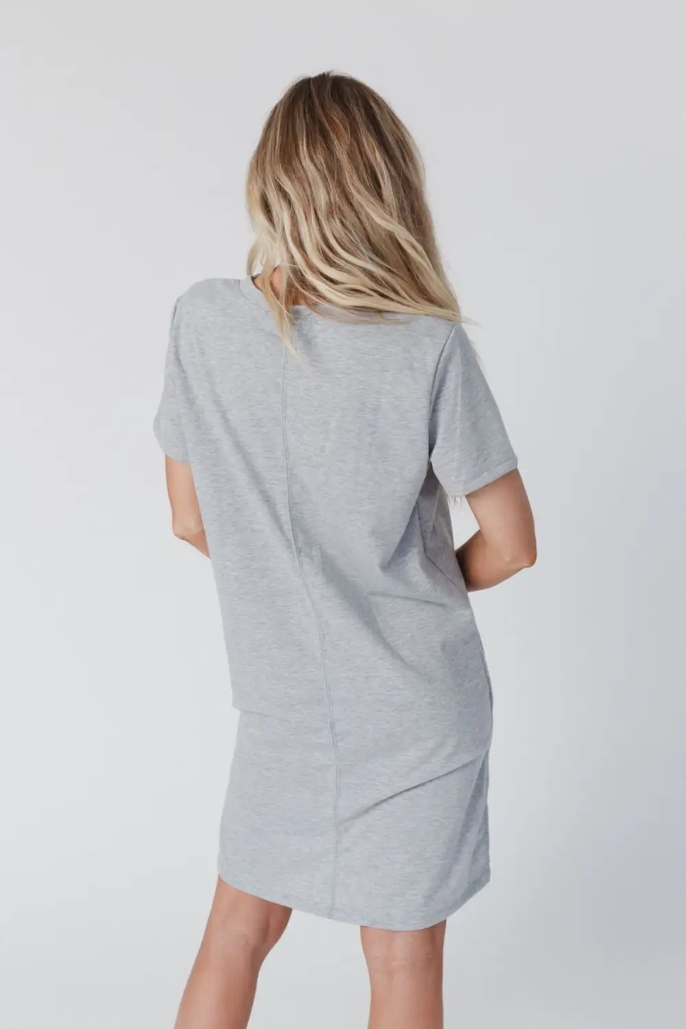 On The Daily Oversized Slit Tee Dress - Heather Gray