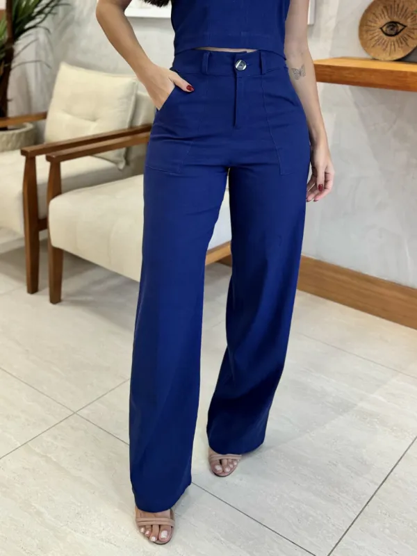 Gabi Blue Linen Trousers