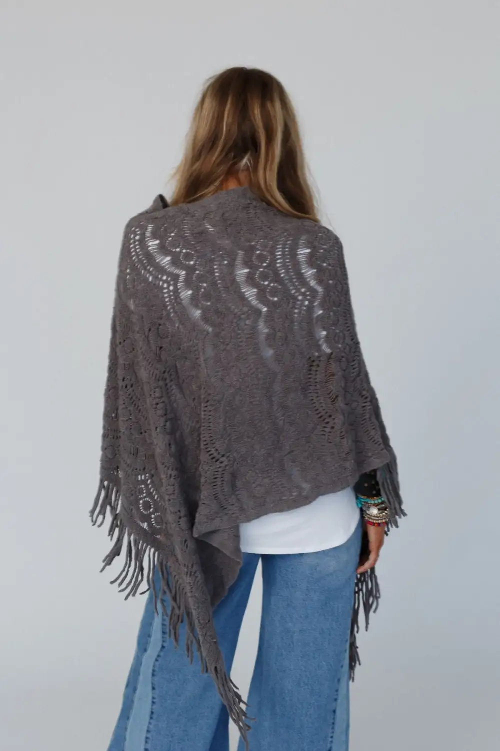 Sea Beyond Lace Poncho - Gray