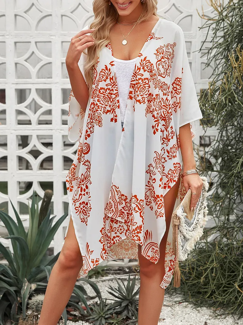 Floral Side Slit Cover Up