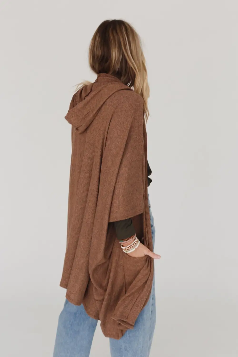 Boho Essential Hooded Ribbed Sweater - Latte