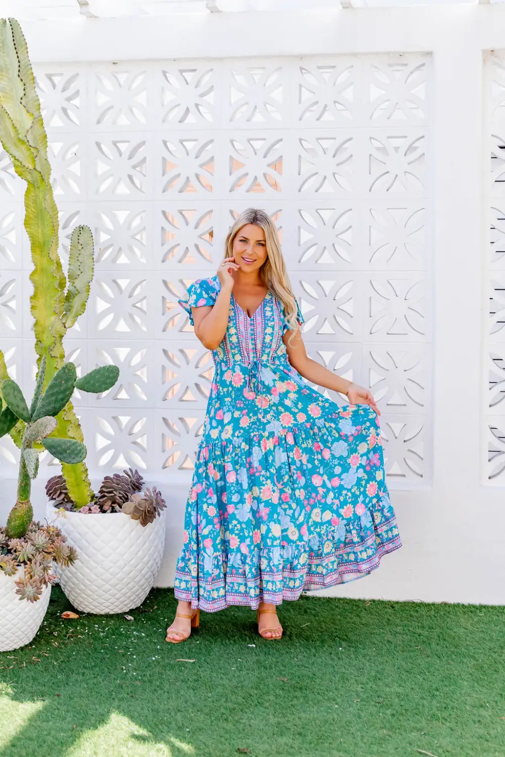 The Cora Maxi Dress - Whimsical Teal