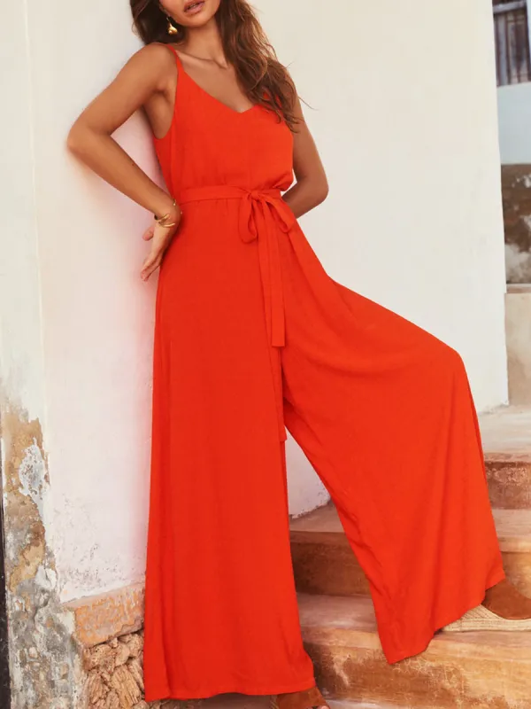 Women's vacation loose wide-leg jumpsuits