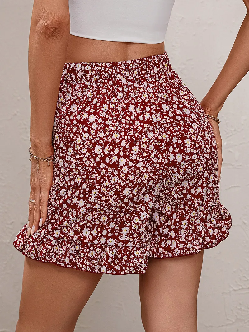 Printed Tie Waist Shorts