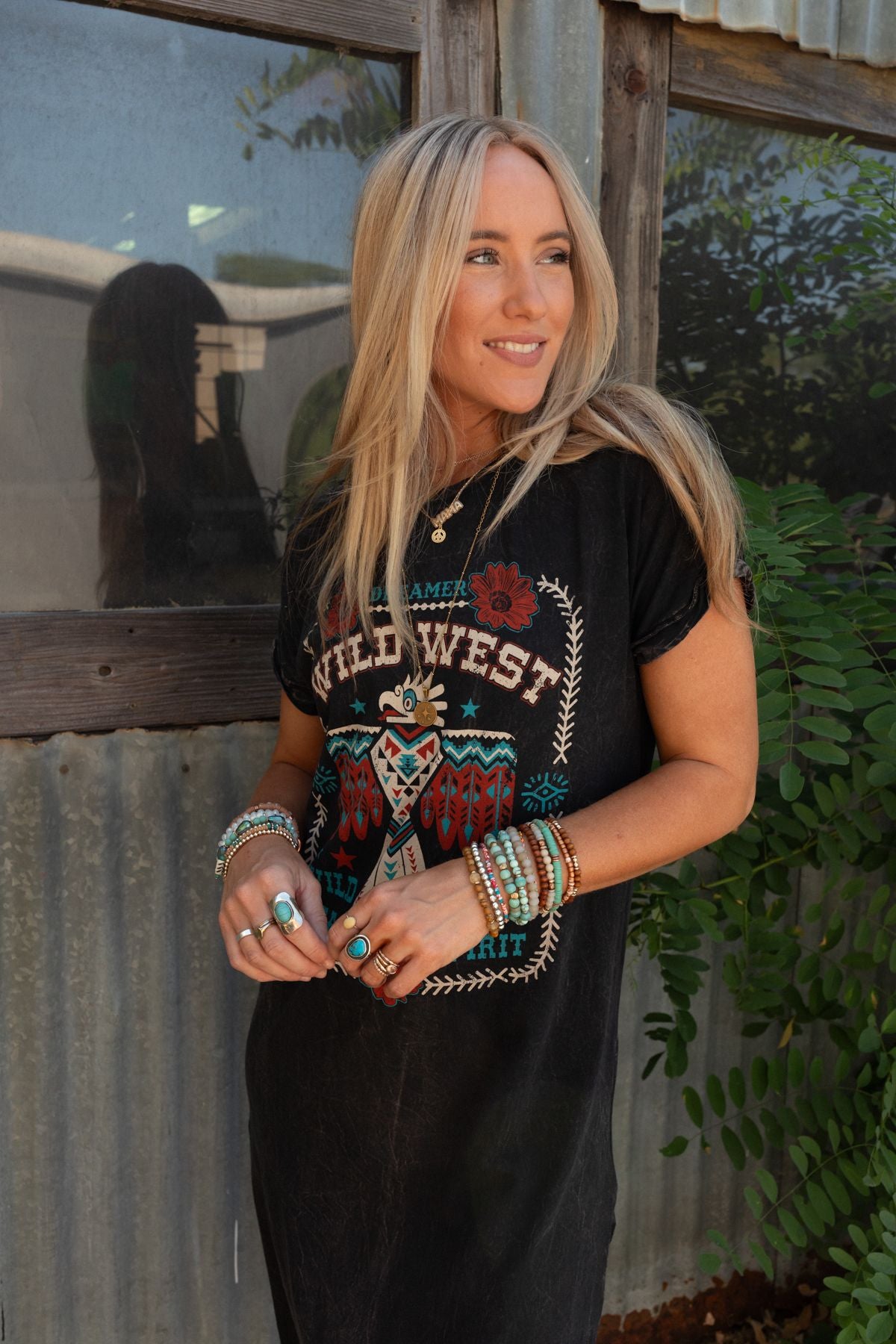 Wild West Dreamer Graphic Dress - Black