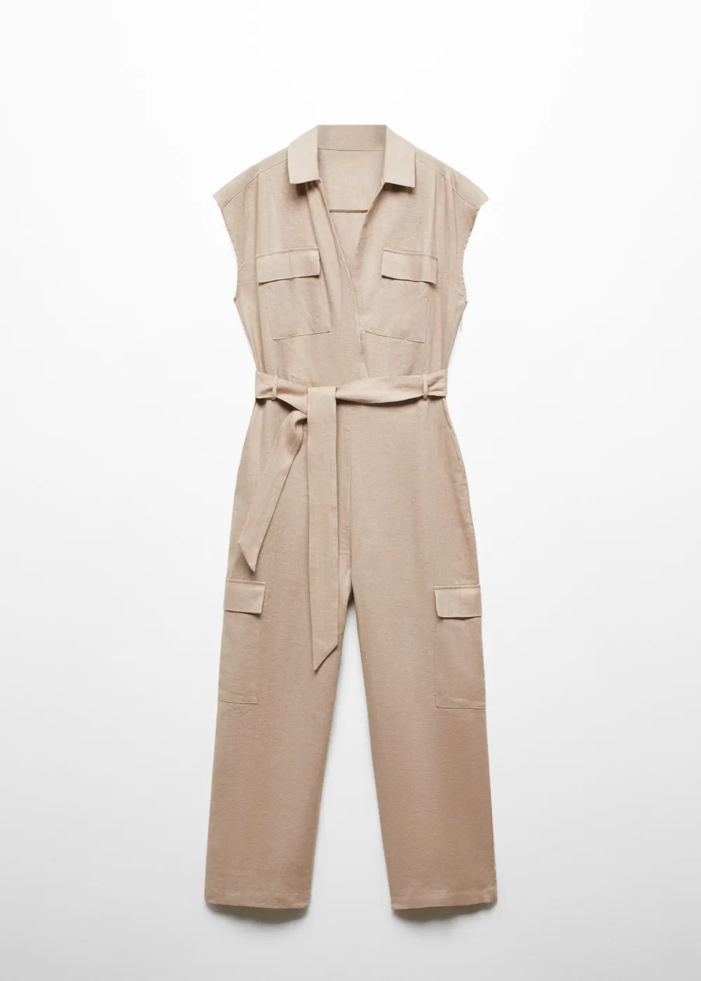 Cargo-style linen jumpsuit