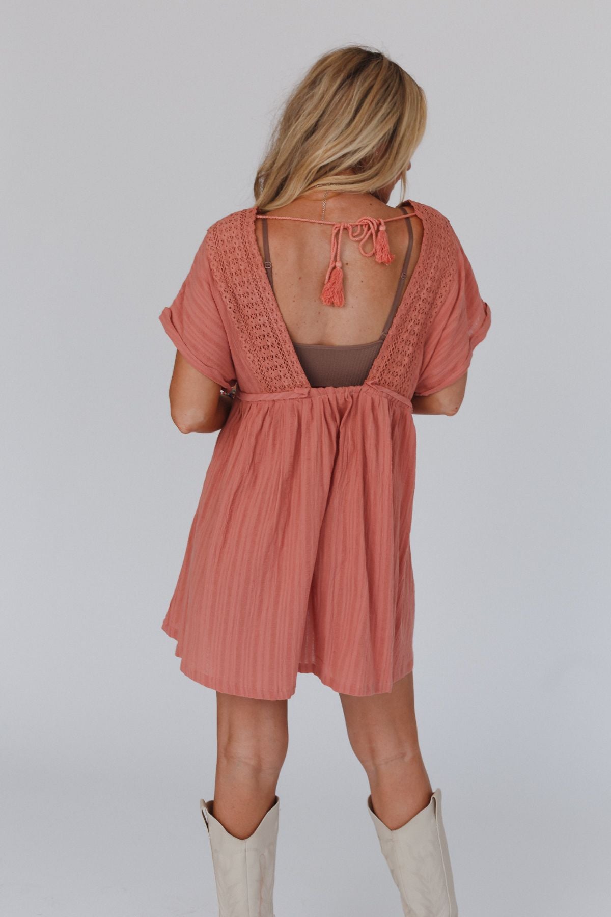 Camden Tassel Tie Dress - Clay