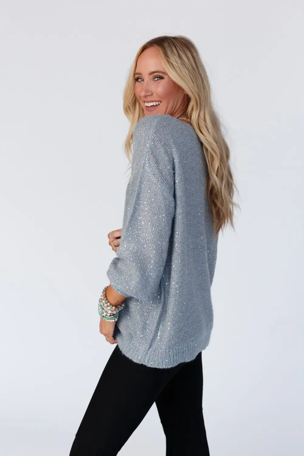 Hollywood Hills Sequined Sweater - Gray