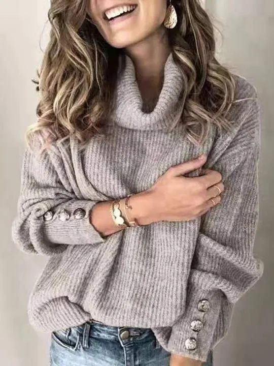 Solid Color Knit Sweater