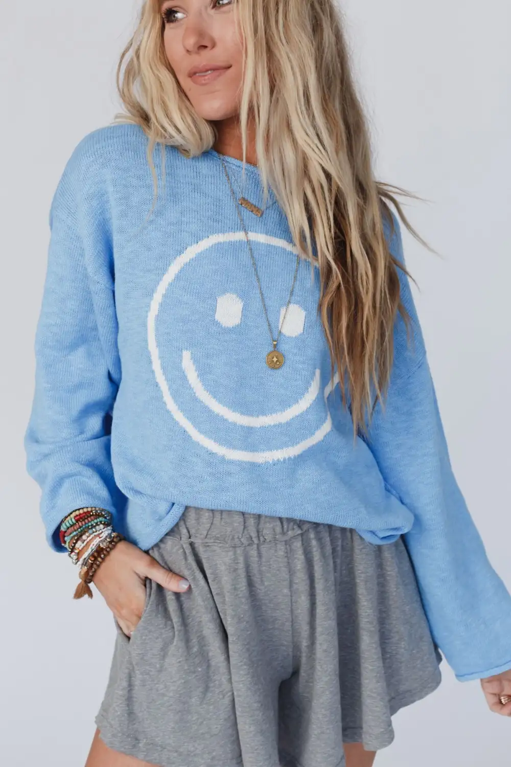 Made You Smile Sweater - Blue