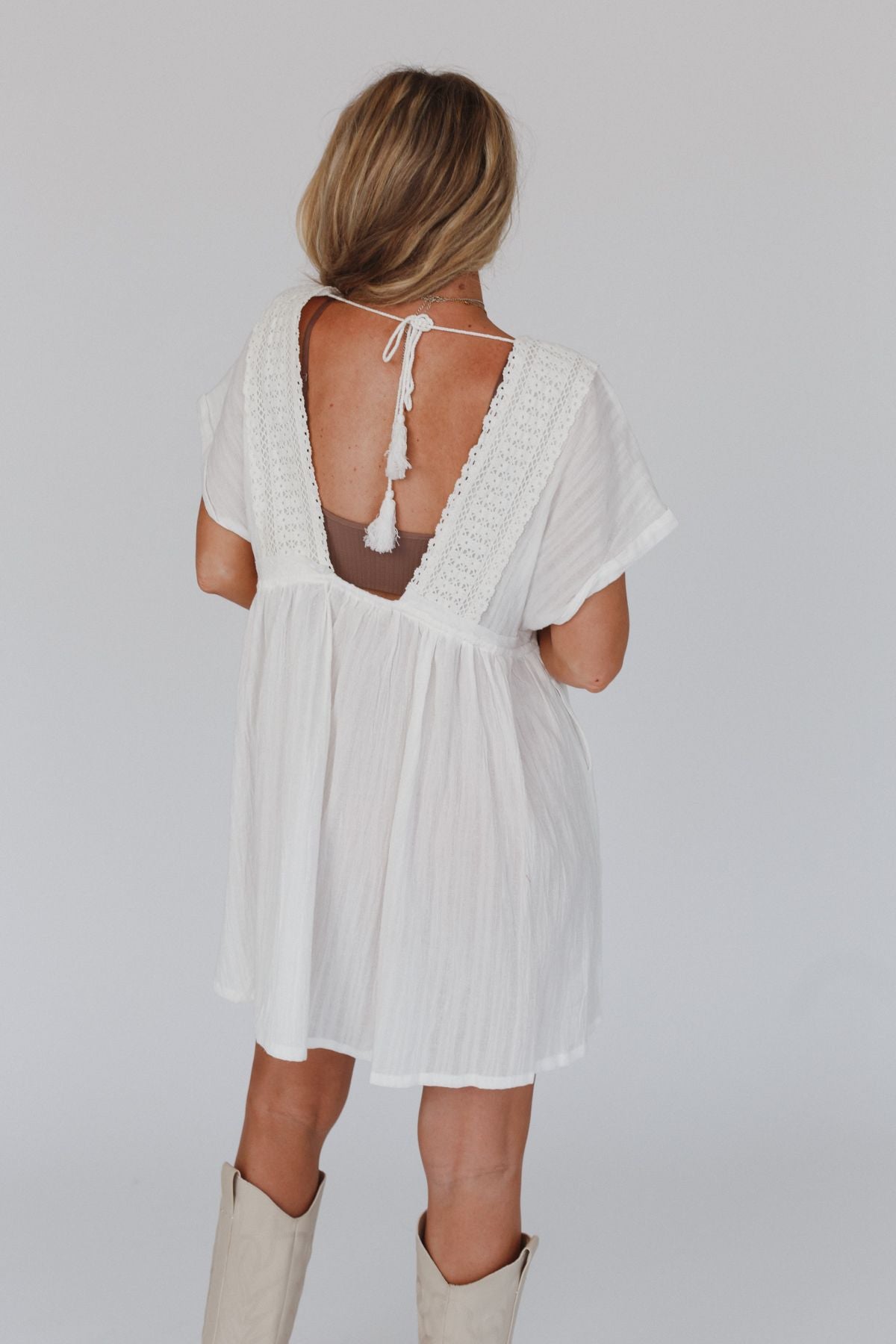 Camden Tassel Tie Dress - Off White