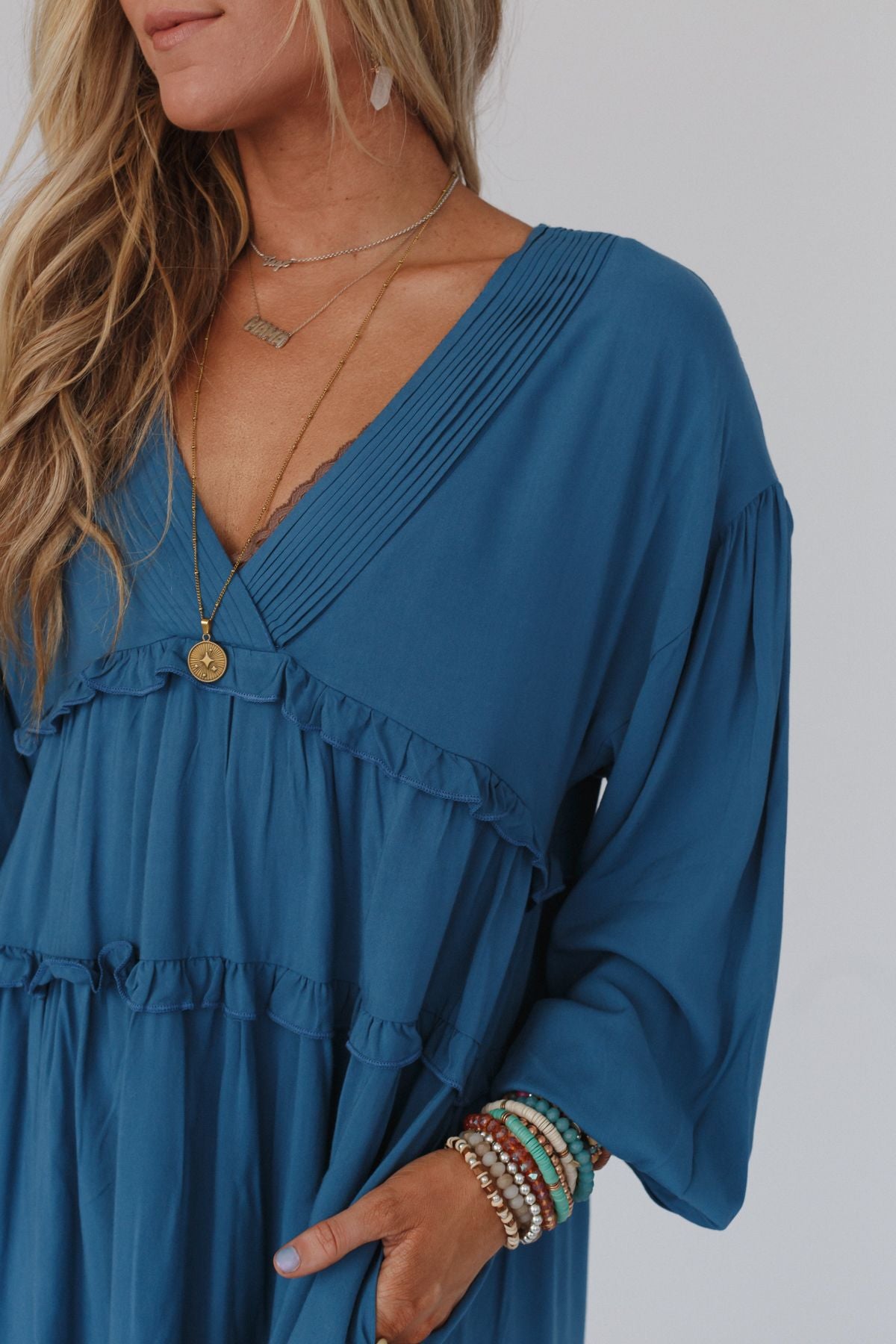 All Things New Mini Dress - Slate Blue